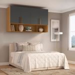 Módulo Aéreo para Cama de Casal MDF Altezza Trend Belmax Freijó/Titânio