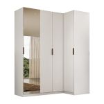 Guarda Roupa de Canto Reto 4 Portas Espelho Altezza Clean Belmax Branco