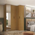 Guarda Roupa de Canto Reto 4 Portas Espelho Altezza Clean Belmax Freijó
