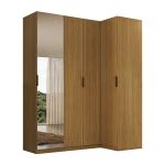 Guarda Roupa de Canto Reto 4 Portas Espelho Altezza Clean Belmax Freijó