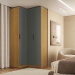 Guarda Roupa de Canto Reto 3 Portas MDF Altezza Clean Belmax Freijó/Titânio