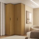 Guarda Roupa de Canto Reto 3 Portas MDF Altezza Clean Belmax Freijó