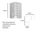 Guarda Roupa de Canto Obliquo 3 Portas MDF Altezza Clean Belmax Branco