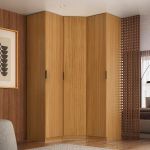Guarda Roupa de Canto Obliquo 3 Portas MDF Altezza Clean Belmax Freijó