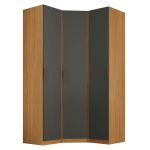 Guarda Roupa de Canto Obliquo 3 Portas MDF Altezza Clean Belmax Freijó/Titânio