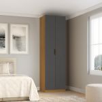 Guarda Roupa Modular 2 Portas com Gavetas 90cm Altezza Clean Belmax Freijó/Titãnio