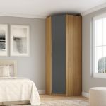 Guarda Roupa Modular 1 Porta Canto 45 Altezza Clean Belmax Freijó/Titânio