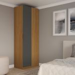 Guarda Roupa de Canto Reto Modular Altezza Clean Belmax Freijó/Titãnio