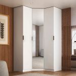 Guarda Roupa de Canto Obliquo Espelho 3 Portas MDF Altezza Clean Belmax Branco