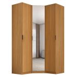 Guarda Roupa de Canto Obliquo Espelho 3 Portas MDF Altezza Clean Belmax Freijó