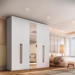 Guarda Roupa Casal 5 Portas MDF com Espelho Lotus 1,85m Belmax Branco