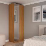 Guarda Roupa de Canto Reto Modular Espelho Altezza Belmax Freijó
