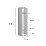 Closet Modulado Sem Portas com Prateleiras/Cabideiros 70cm Altezza Belmax Freijó