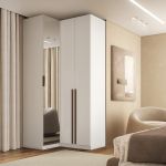 Guarda Roupa de Canto Reto 3 Portas 1 Espelho  Altezza Trend Belmax Branco