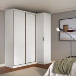Guarda Roupa de Canto Porta de Correr 3 Portas MDF Altezza Clean Belmax Branco