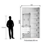 Guarda Roupa de Canto Porta de Correr 3 Portas MDF Altezza Clean Belmax Freijó