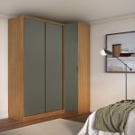 Guarda Roupa de Canto Porta de Correr 3 Portas MDF Altezza Clean Belmax Freijó/Titânio