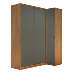 Guarda Roupa de Canto Porta de Correr 3 Portas MDF Altezza Clean Belmax Freijó/Titânio