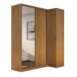 Guarda Roupa de Canto Porta de Correr 3 Portas com Espelho MDF Altezza Clean Belmax Freijó