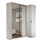 Guarda Roupa de Canto Porta de Correr 3 Portas 2 Espelhos Altezza Clean Belmax Branco
