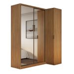 Guarda Roupa de Canto Porta de Correr 3 Portas 2 Espelhos Altezza Clean Belmax Freijó