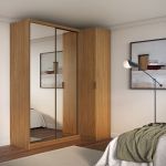 Guarda Roupa de Canto Porta de Correr 3 Portas 2 Espelhos Altezza Clean Belmax Freijó