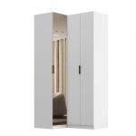 Guarda Roupa de Canto Reto 3 Portas 1 Espelho  Altezza Clean Belmax Branco
