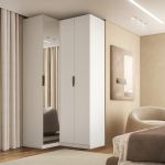 Guarda Roupa de Canto Reto 3 Portas 1 Espelho  Altezza Clean Belmax Branco