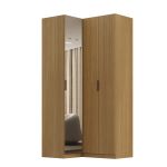 Guarda Roupa de Canto Reto 3 Portas 1 Espelho  Altezza Clean Belmax Freijó