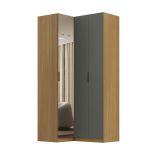 Guarda Roupa de Canto Reto 3 Portas 1 Espelho  Altezza Clean Belmax Freijó/Titânio