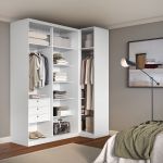 Guarda Roupa de Canto Porta de Correr 3 Portas 2 Espelhos MDF Altezza Trend Belmax Branco