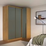 Guarda Roupa de Canto Porta de Correr 3 Portas MDF Altezza Trend Belmax Freijó/Titânio
