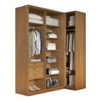 Guarda Roupa de Canto Porta de Correr com Espelho 3 Portas MDF Altezza Trend Belmax Freijó/Titânio
