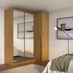 Guarda Roupa de Canto Porta de Correr 3 Portas 2 Espelhos MDF Altezza Trend Belmax Freijó