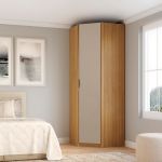 Guarda Roupa Modular 1 Porta Canto 45 Altezza Clean Belmax Freijó/Off White