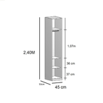 Guarda Roupa Modular 1 Porta Reflecta com Prateleiras/Cabideiros 45cm Altezza Belmax Freijó