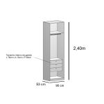 Guarda Roupa Modular 2 Portas Reflecta com Gavetas 90cm Altezza Belmax Branco