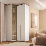 Guarda Roupa de Canto Reto 3 Portas 1 Reflecta  Altezza Trend Belmax Branco