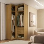 Guarda Roupa de Canto Reto 3 Portas 1 Reflecta  Altezza Trend Belmax Freijó