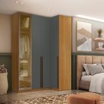 Guarda Roupa de Canto Reto 4 Portas 1 Reflecta Altezza Trend Belmax Freijó/Titânio