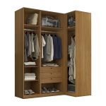 Guarda Roupa de Canto Reto 4 Portas 1 Reflecta Altezza Trend Belmax Freijó/Titânio
