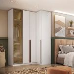 Guarda Roupa de Canto Reto 4 Portas 1 Reflecta Altezza Trend Belmax Branco