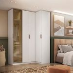 Guarda Roupa de Canto Reto 4 Portas 1 Reflecta Altezza Clean Belmax Branco