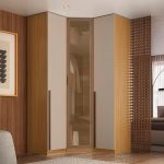 Guarda Roupa de Canto Obliquo Reflecta 3 Portas MDF Altezza Trend Belmax Freijó/Off White