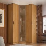 Guarda Roupa de Canto Obliquo Reflecta 3 Portas MDF Altezza Clean Belmax Freijó