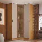 Guarda Roupa de Canto Obliquo Reflecta 3 Portas MDF Altezza Clean Belmax Freijó/Off White
