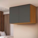 Armário Aéreo Organizador Multiuso MDF 02 Portas Altezza Belmax Freijó/Titânio
