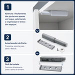 Armário Aéreo Organizador Multiuso MDF 02 Portas Altezza Belmax Freijó/Titânio