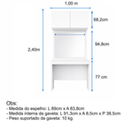 Penteadeira com Espelho e Aéreo 01 Gaveta 02 Portas MDF Altezza Belmax Branco