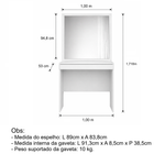 Penteadeira com Espelho e Aéreo 01 Gaveta 02 Portas MDF Altezza Belmax Branco